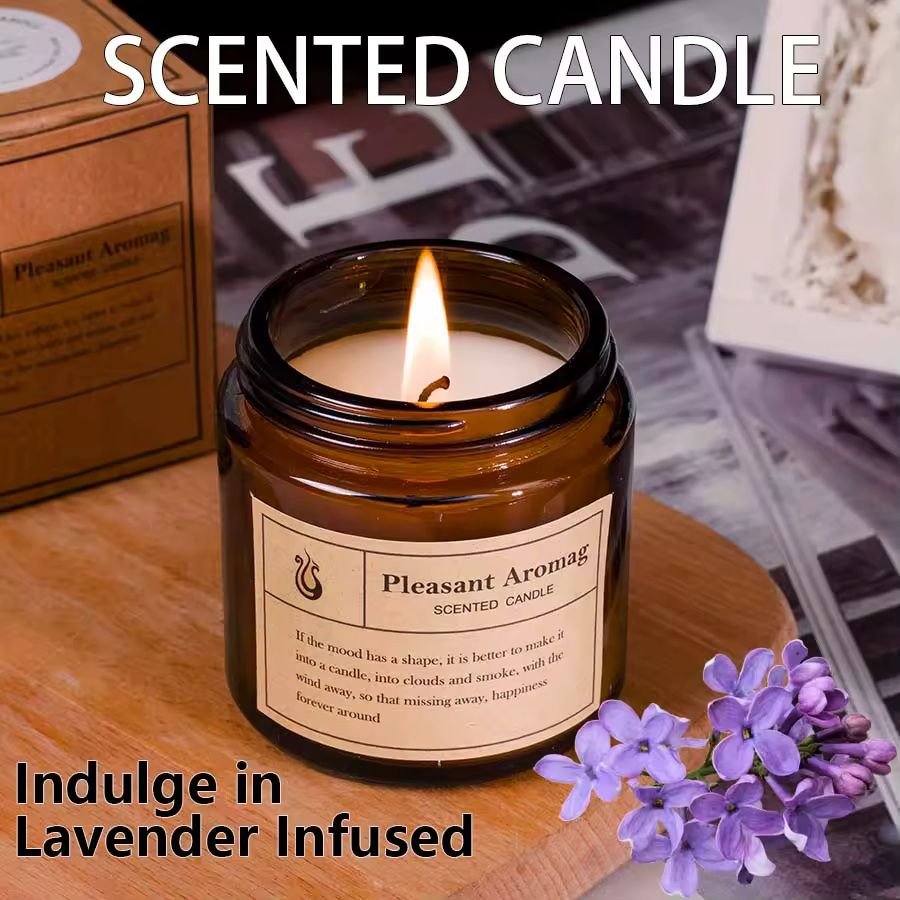 1pc Lavender Scented Decorative Candle, Smokeless Aromatic, Cake Candle Room Coconut Wax Home Decor Valentines